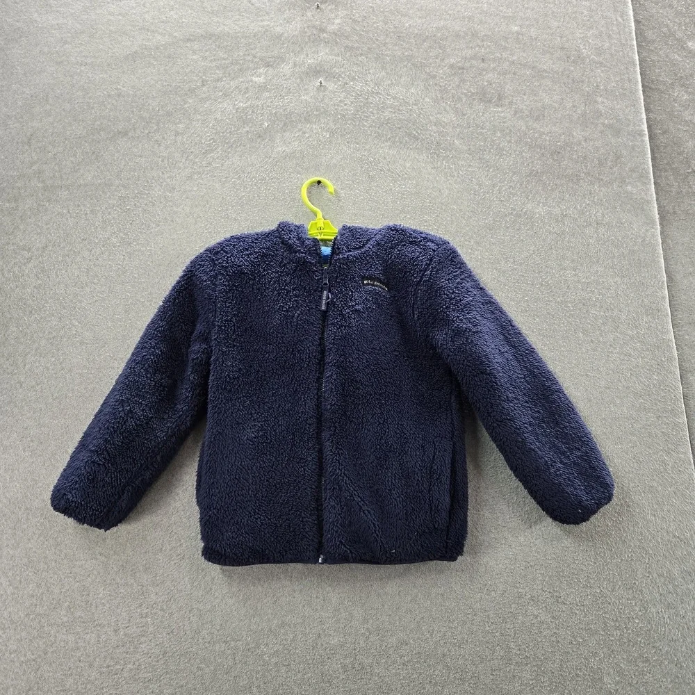 Eddie Bauer Boys Jacket 12/14 Blue Sherpa‎ Puffer Colorblock Reversible